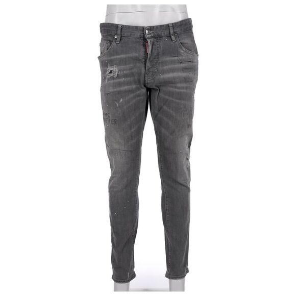 Dsquared2 Distressed Slim-Fit Jeans in Grey Cotton Denim